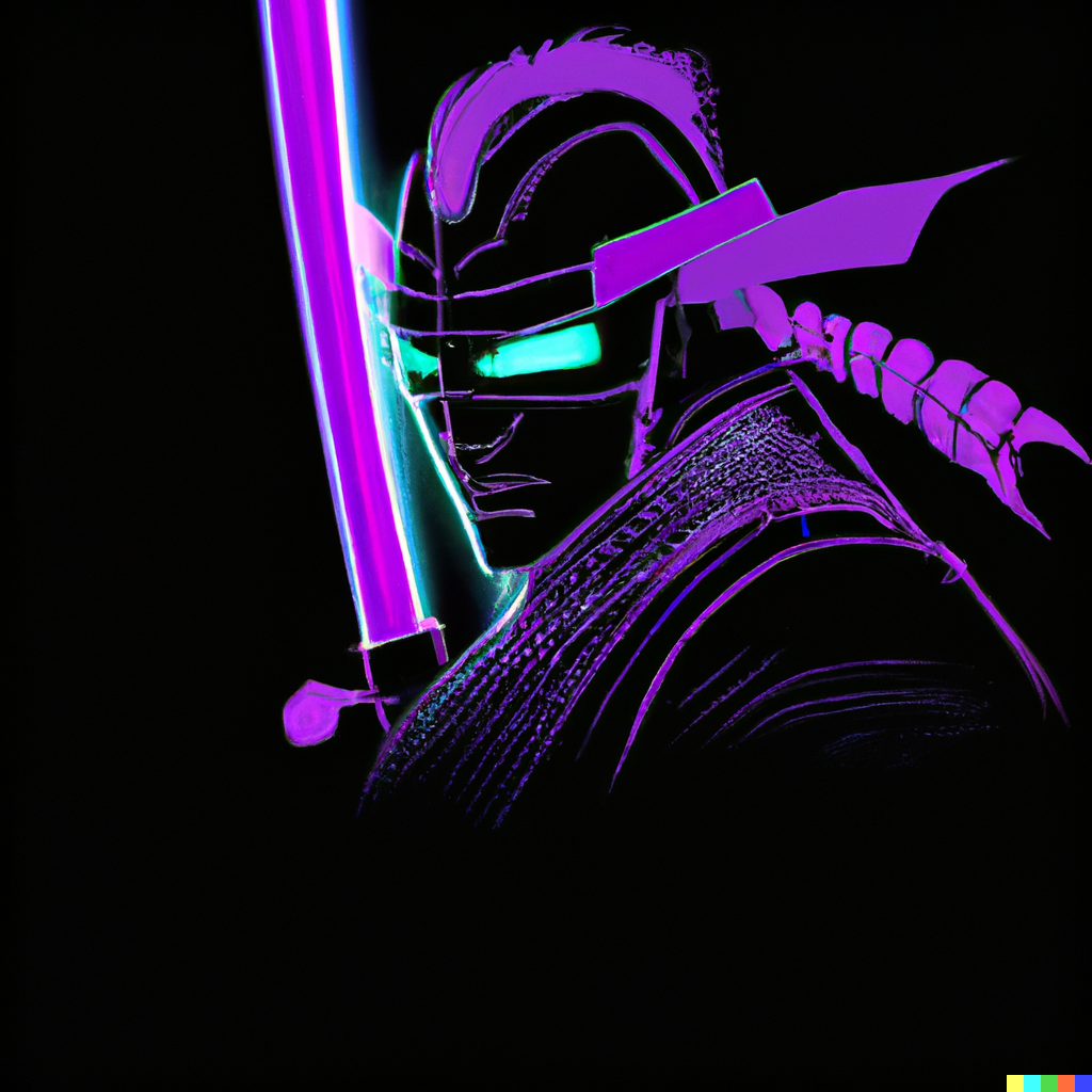 futuristic neon lit samurai