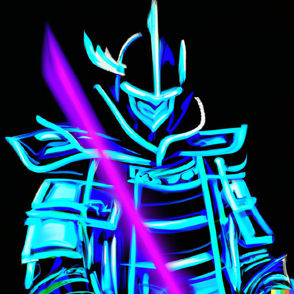 futuristic neon lit samurai